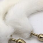 Gold Anal Plug With White Long Fox Tail - Image 2